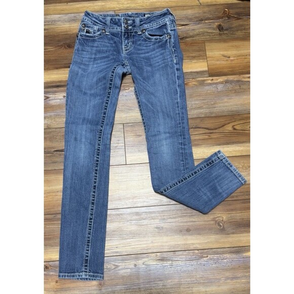 Miss Me Jeans Womens 26 Blue Denim Skinny Embellished Pockets JP50025K-2 - Picture 1 of 6